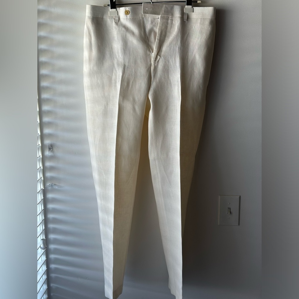 Bone colored linen dress pants